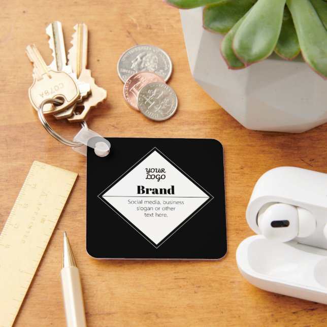 Editable Modern Text Design & Your Logo Keychain (Desk)