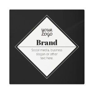 Editable Modern Text Design & Your Logo Metal Print