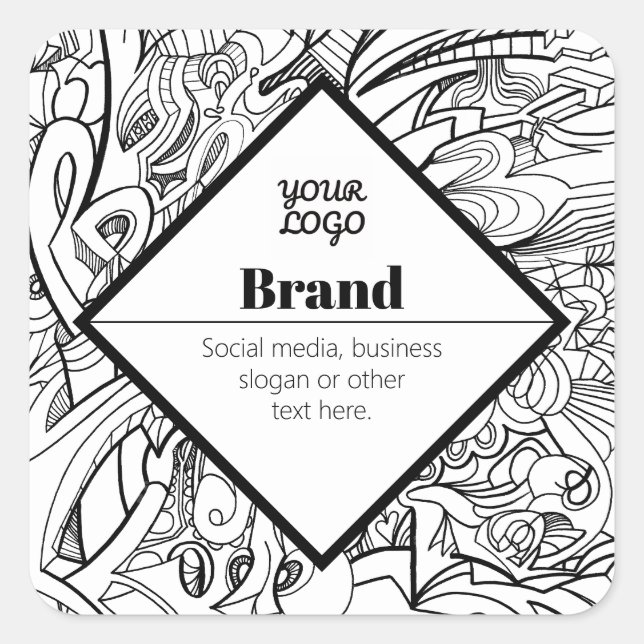 Editable Modern Text Design & Your Logo Square Sticker (Front)