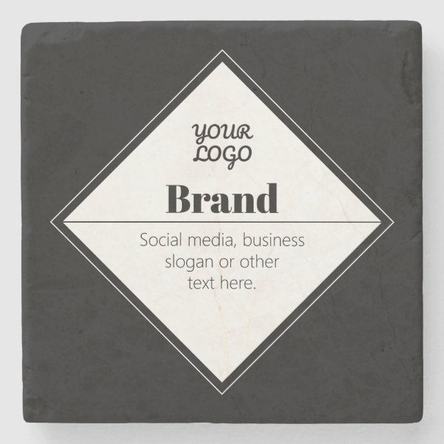 Editable Modern Text Design & Your Logo Stone Coaster (Front)