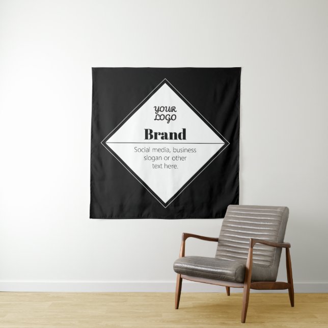 Editable Modern Text Design & Your Logo Tapestry (In Situ)