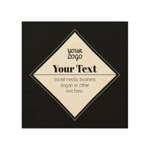 Editable Modern Text Design & Your Logo Wood Wall Art