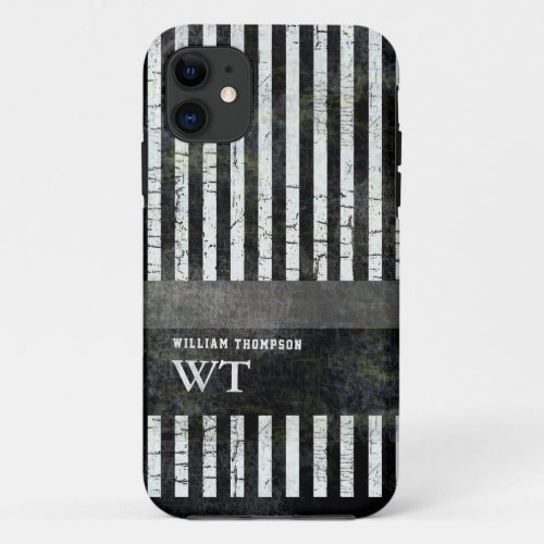 editable modern white stripes on black iPhone 11 case