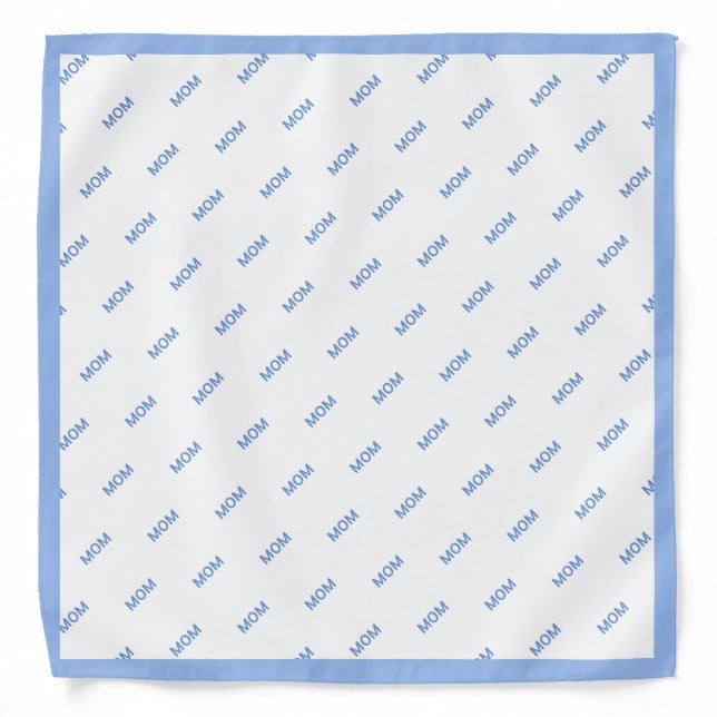 Editable mom calligraphy on light blue & white bandana (Front)