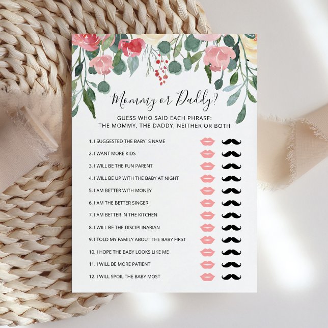 Editable Mommy or Daddy Baby Shower game Card (Creator Uploaded)