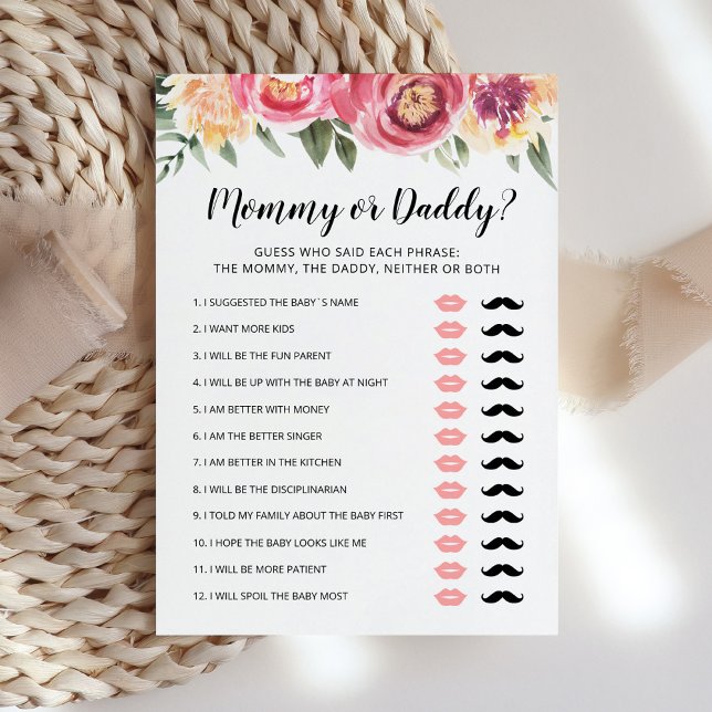 Editable Mommy or Daddy Baby Shower game Card (Creator Uploaded)