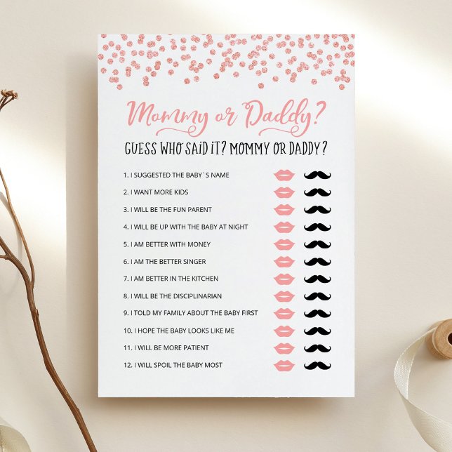 Editable Mommy or Daddy Baby Shower game Card (Creator Uploaded)