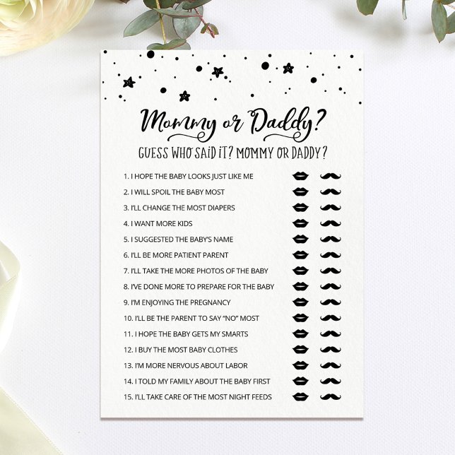 Editable Mommy or Daddy Baby Shower game Card (Creator Uploaded)
