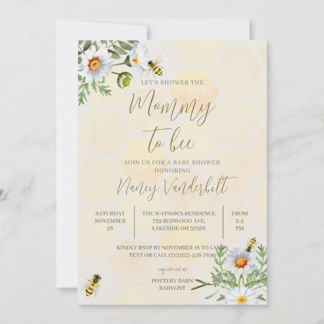 Editable Mommy to Bee Baby Shower Invitation | Zazzle