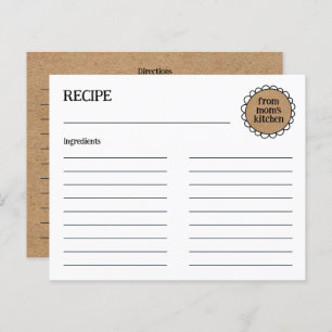 Editable MOM'S KITCHEN Rustic Doodle Recipe Card
