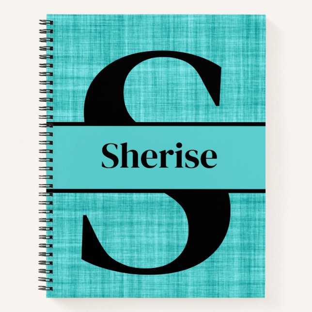 Editable Monogram and Name on Blue Notebook (Front)