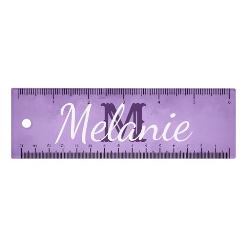 Editable Monogram and Name Purple Ruler