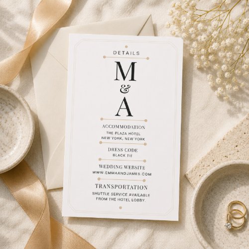 Editable Monogram Minimal Luxury Details Card