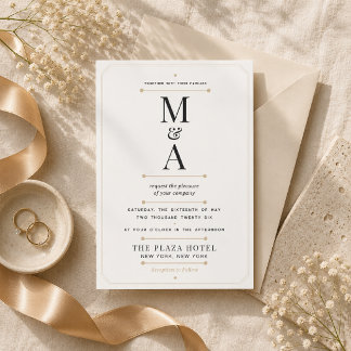 Editable Monogram Minimal Luxury Wedding Invitation
