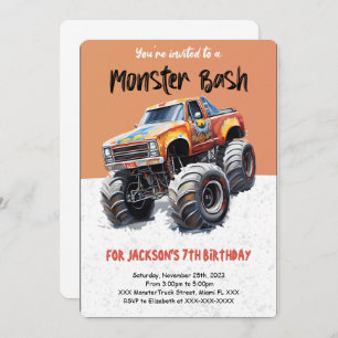 Editable Monster Truck Birthday Invitation