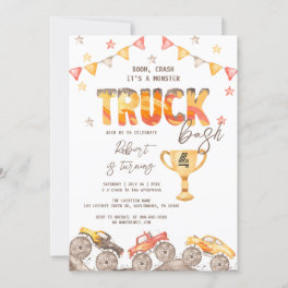 EDITABLE Monster Truck Birthday Invitation