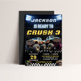 Editable Monster Truck Boys Birthday Party Invitation