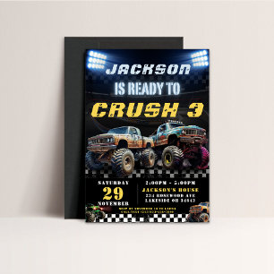 Editable Monster Truck Boys Birthday Party Invitation