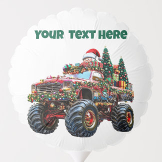 Editable Monster Truck Christmas Balloon