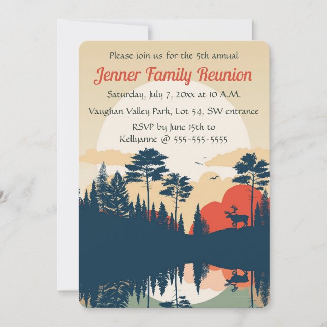 Editable Moose and Trees Family Reunion Invitation (Front)