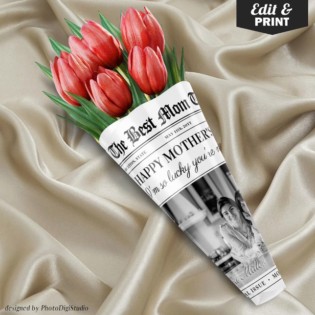 Editable Mothers Day Newspaper Flower Bouquet Wrapping Paper Sheets (Editable Mothers Day Newspaper Flower Bouquet Wrapping Paper Sheets)
