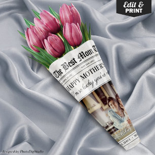 Editable Mothers Day Newspaper Flower Bouquet Wrapping Paper Sheets