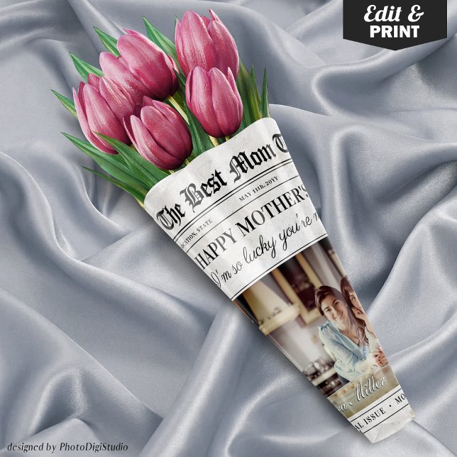 Editable Mothers Day Newspaper Flower Bouquet Wrapping Paper Sheets (Editable Mothers Day Newspaper Flower Bouquet Wrapping Paper Sheets)