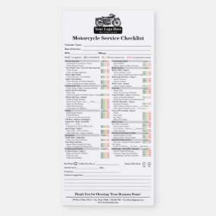 Editable Motorcycle Service Checklist Magnetic Notepad