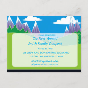 Editable Mountains and Park Campout Invitation Postcard