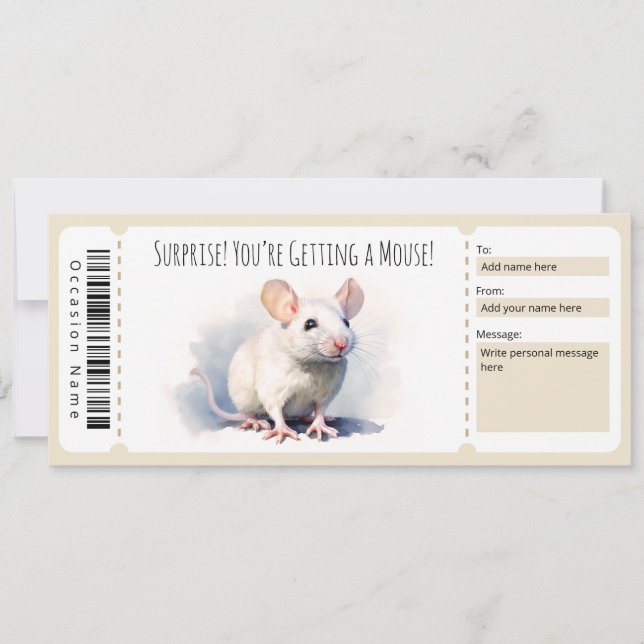 Editable Mouse Gift Certificate for lizard lovers Invitation (Front)