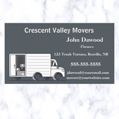 Editable Moving Truck Movers Business Card