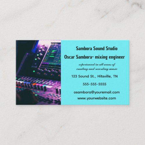 Editable Music Sound Mixing Engineer Business Card
