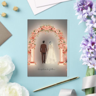 Editable Muslim Nikah Invitation - White Red Royal