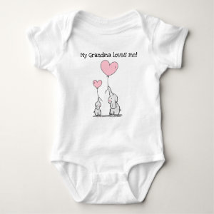 Editable My Grandma Loves Me Elephants Baby Bodysuit