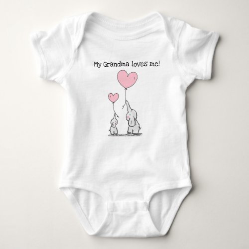 Editable My Grandma Loves Me Elephants Baby Bodysuit