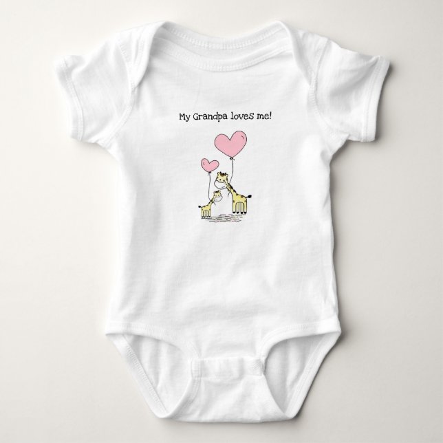 Editable My Grandpa Loves Me Giraffes Baby Bodysuit (Front)