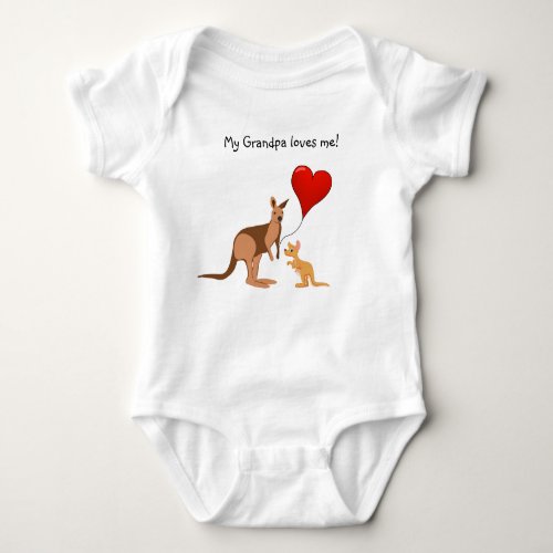 Editable My Grandpa Loves Me Kangaroos Baby Bodysuit