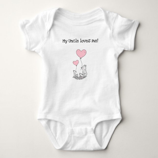 Editable My Uncle Loves Me Wolves Baby Bodysuit (Front)