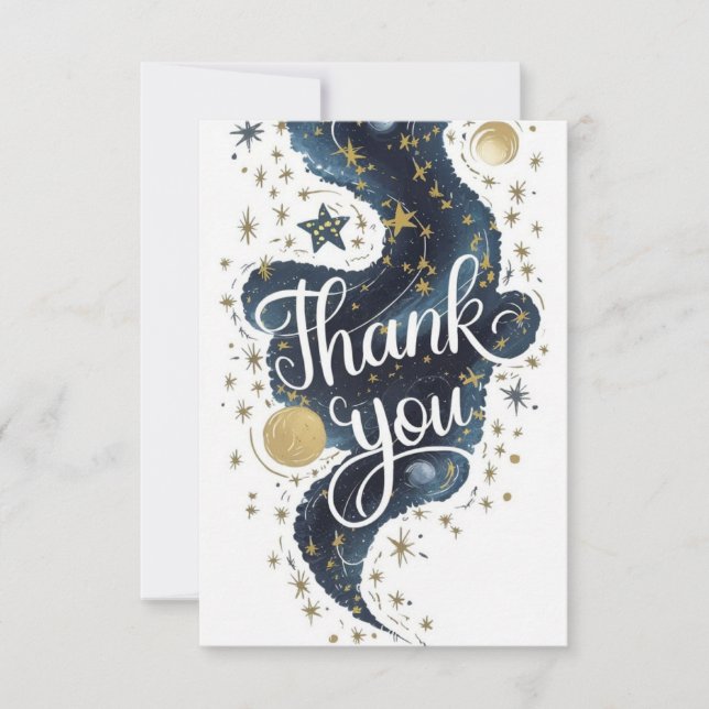 Editable Mystical Galaxy Celestial Thank You Card (Front)