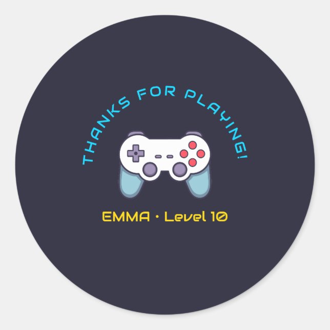 Editable Name Age Gamer Party Sticker (Front)
