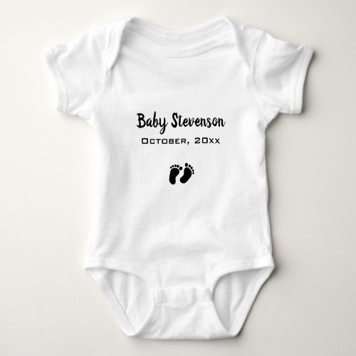 Editable Name and Date Pregnancy Announcement Baby Bodysuit