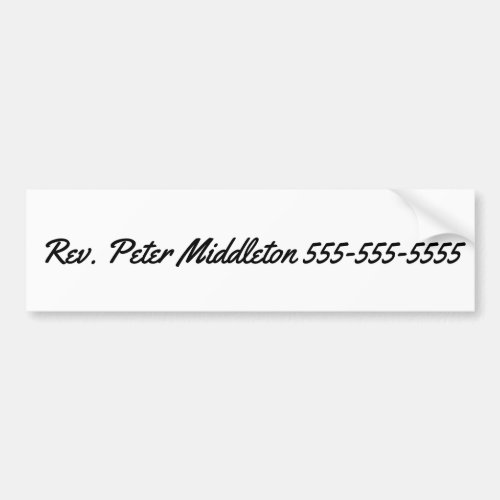 Editable Name and Number Bumper Sticker