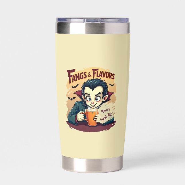 Editable Name Bat-Steam Latte Travel Mug Insulated Tumbler (Back)