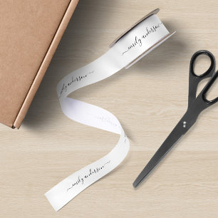 Editable Name Brand or Text Calligraphy Script Satin Ribbon