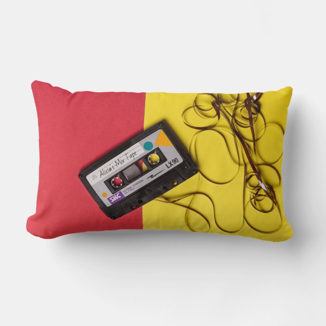 Editable Name Cassette Tape Lumbar Pillow (Front)