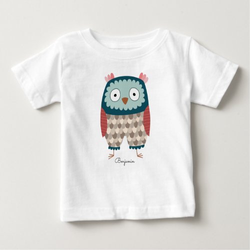 Editable name Cute Little Owl Baby T_Shirt