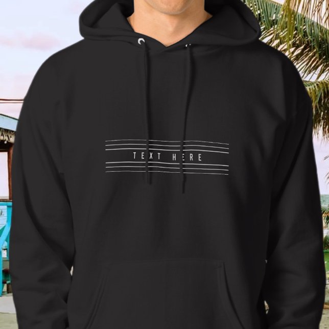 Editable Name & Geometric Stripes | Black & White Hoodie (Creator Uploaded)