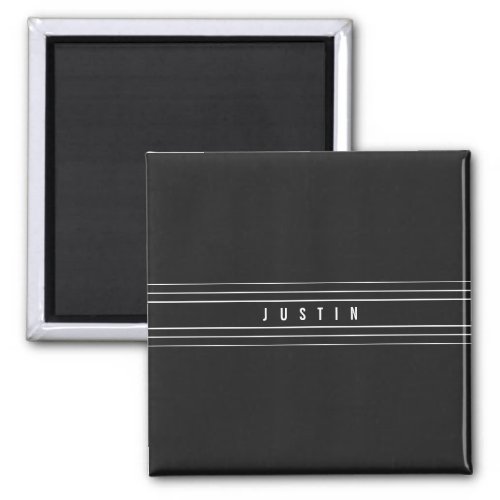 Editable Name  Geometric Stripes  Black  White Magnet