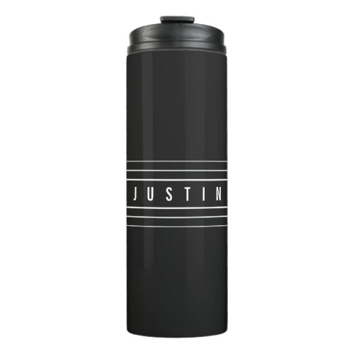 Editable Name  Geometric Stripes  Black  White Thermal Tumbler