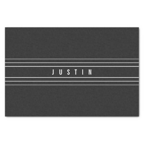 Editable Name  Geometric Stripes  Black  White Tissue Paper